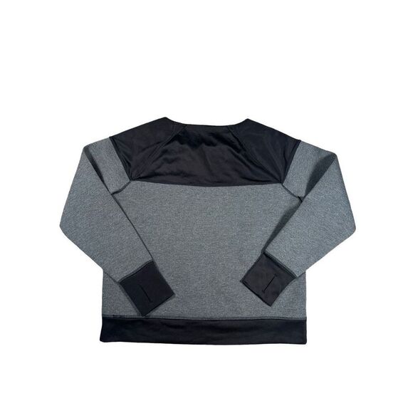 Athleta Fuse Sweatshirt Scuba Neoprene Black/Gray Color Block Pull Over XL - Picture 2 of 8